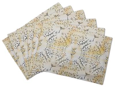 S4Sassy Sarı Avrupa Kül Tohumları Yaprakları Tersinir Masa Dekoru Placemat Tersinir Yemek Örtüsü-12 x 18 İnç-6