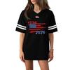 Damen Casual Mode V-Ausschnitt Sport Unabhängigkeitstag Druck Kurzarm Sport T-Shirt Top