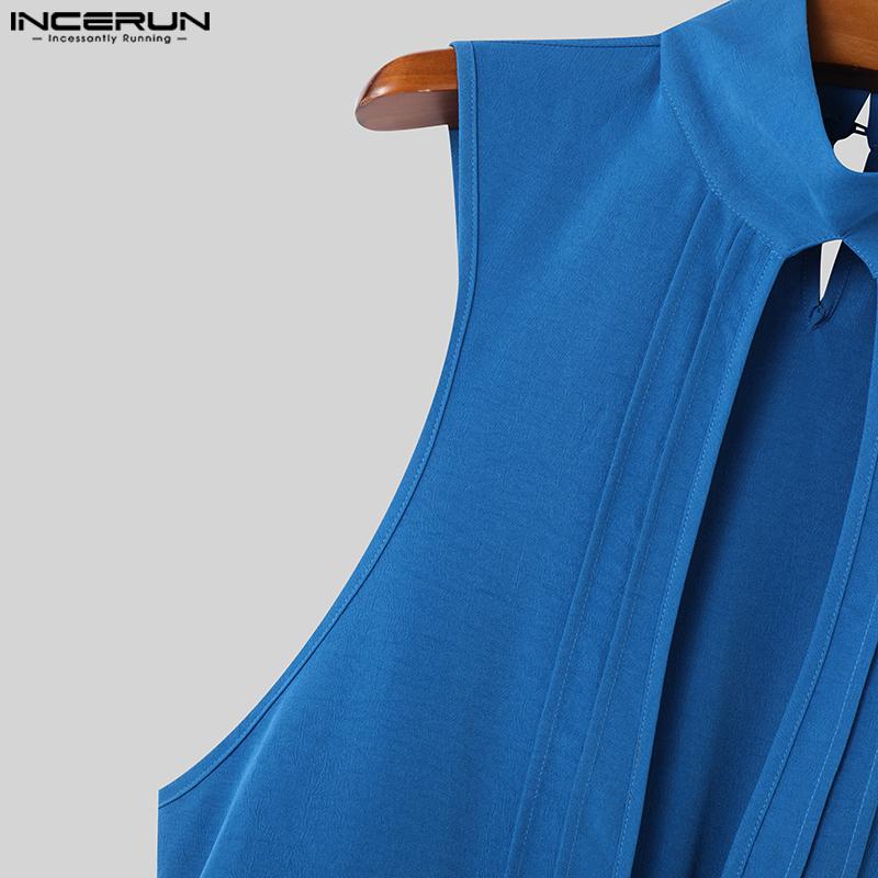 INCERUN Summer Men Sleeveless Cutout Splits Casual Long Tunic Tank Tops
