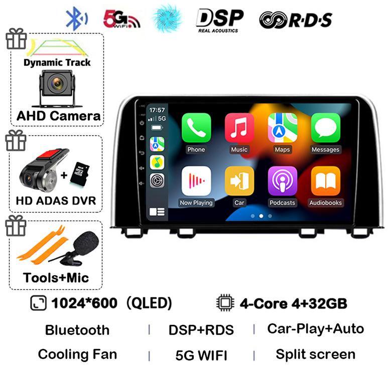 Android 14 Carplay Auto Car Radio For Honda CRV 2016 2017 2018 2019 2020 2021 Multimedia Video Player GPS Stereo WIFI Head Unit