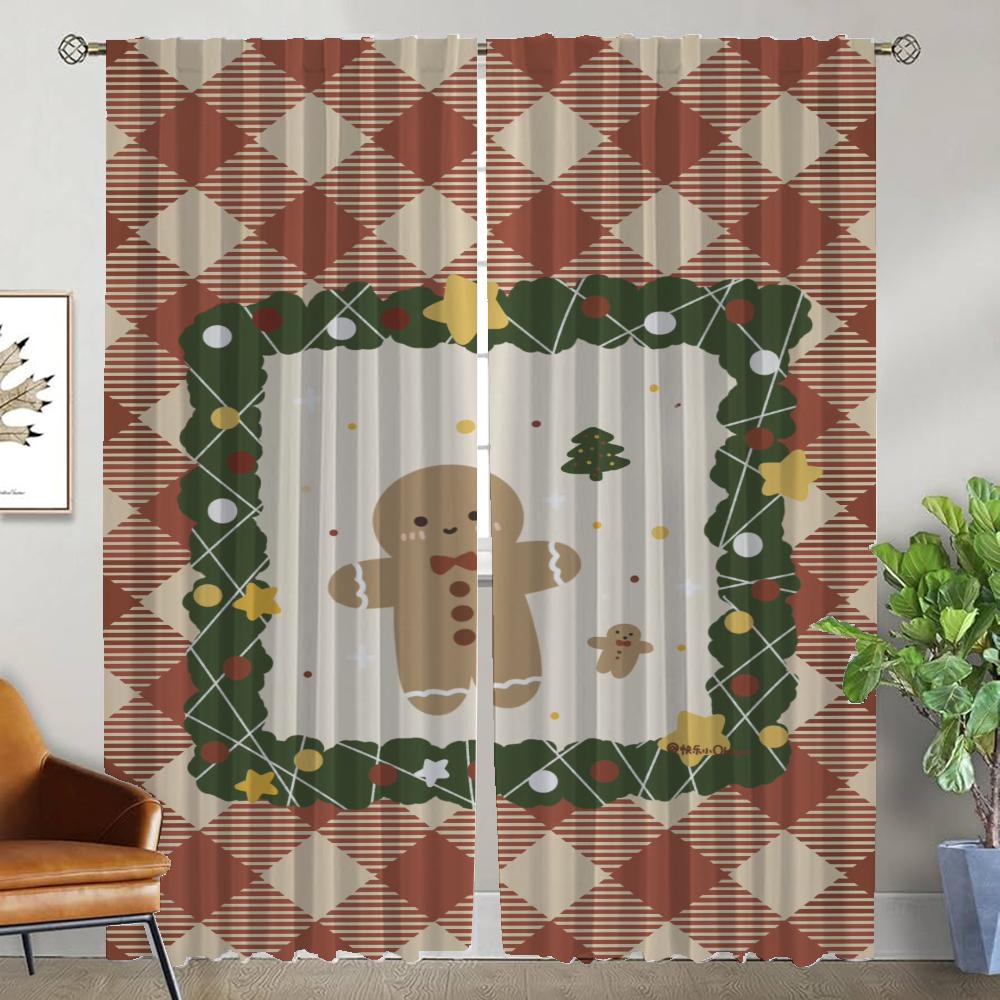 Elegant Room Curtains for Camera Christmas Halloween Decoration Partition Living Room Curtain Shades Kitchen Curtains 2 Pieces
