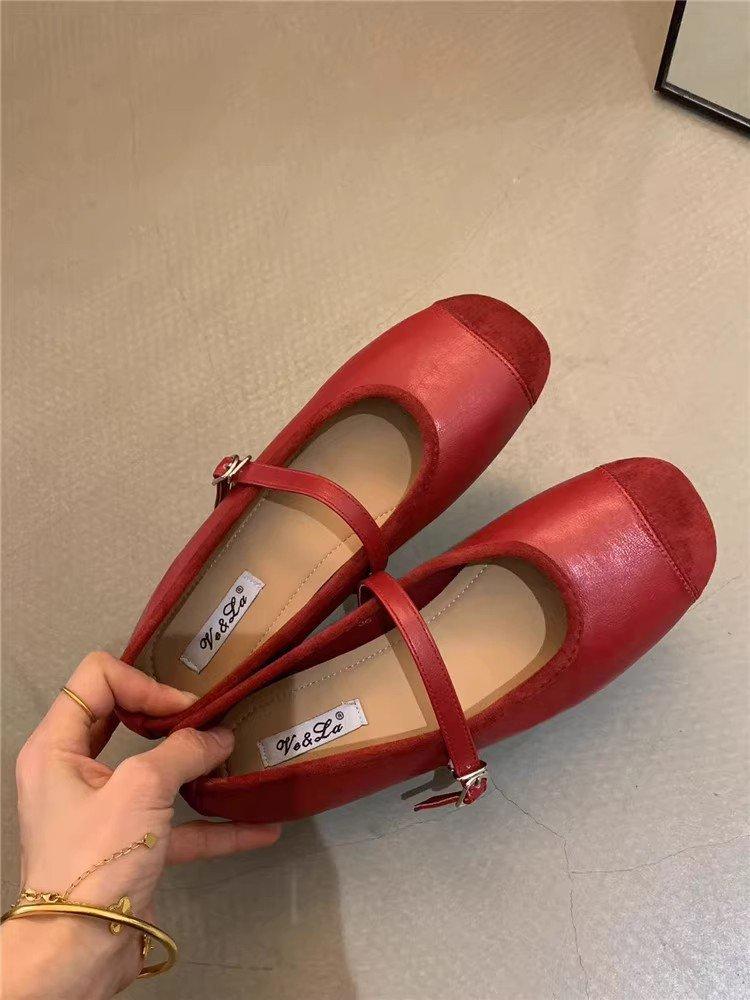

Xiaoxiangfeng single shoes French retro Mary Jane shoes flat shoes ballet shoes spring and summer evening shoes Korean version shallow mouth women 35