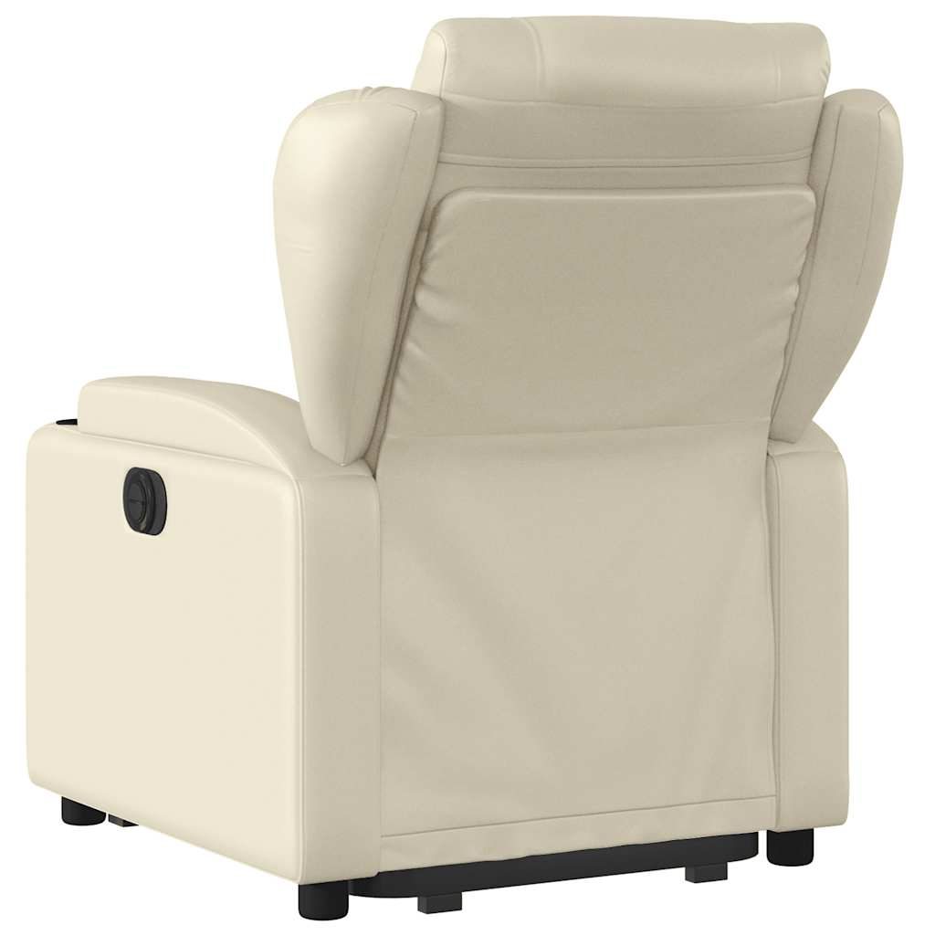 Electric Recliner Chair with Rising Assistance Cream Artificial Leather