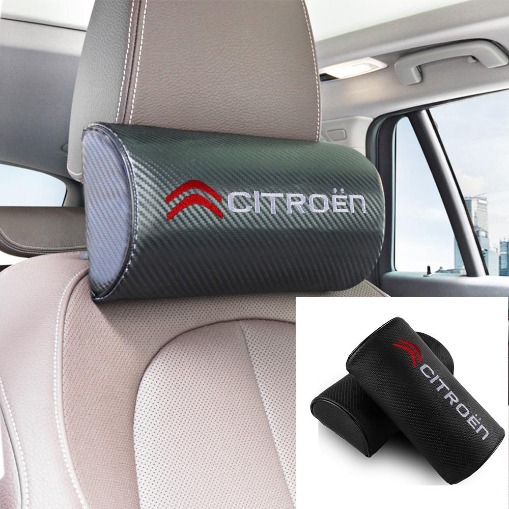 Cuscino Morbido per Poggiatesta e Supporto Collo in Fibra di Carbonio per Sedile Auto Accessori per il Riposo in Viaggio per Citroen C2 C3 Grand C4 Picasso VTS C-ELYSEE