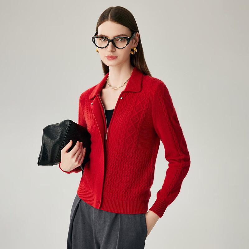 Zhaojun Women's 100% Cashmere Cable Knit Cardigan