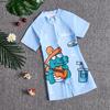 2025 Summer New Kids' Cartoon Swimsuit: Girls' One-Piece or Boys' Short-Sleeved Suit