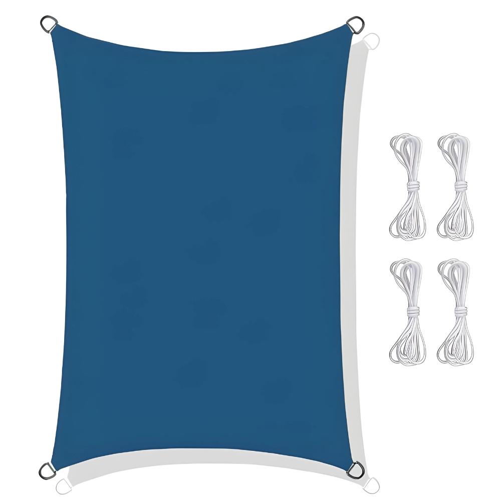 Vattentät solsegelmarkis blå rektangel 3x2m uvskydd
