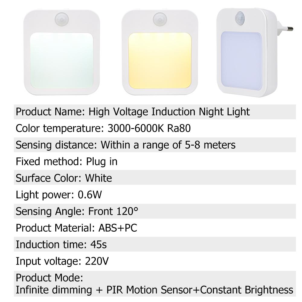 Led Night Light Wireless Auto On/off US/EU Plug Motion Sensor Lamp 3000k 6000k Dimmable Bedside Sleep Bedroom Energy Saving
