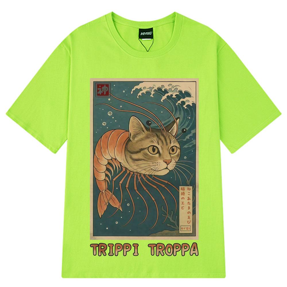 Trippi Troppa Brainrot Смешная футболка Укиё-э Японское искусство Итальянский Brainrot Мем Футболки Летняя Повседневная Хлопок Мужская Женская Футболки Топ 4XL