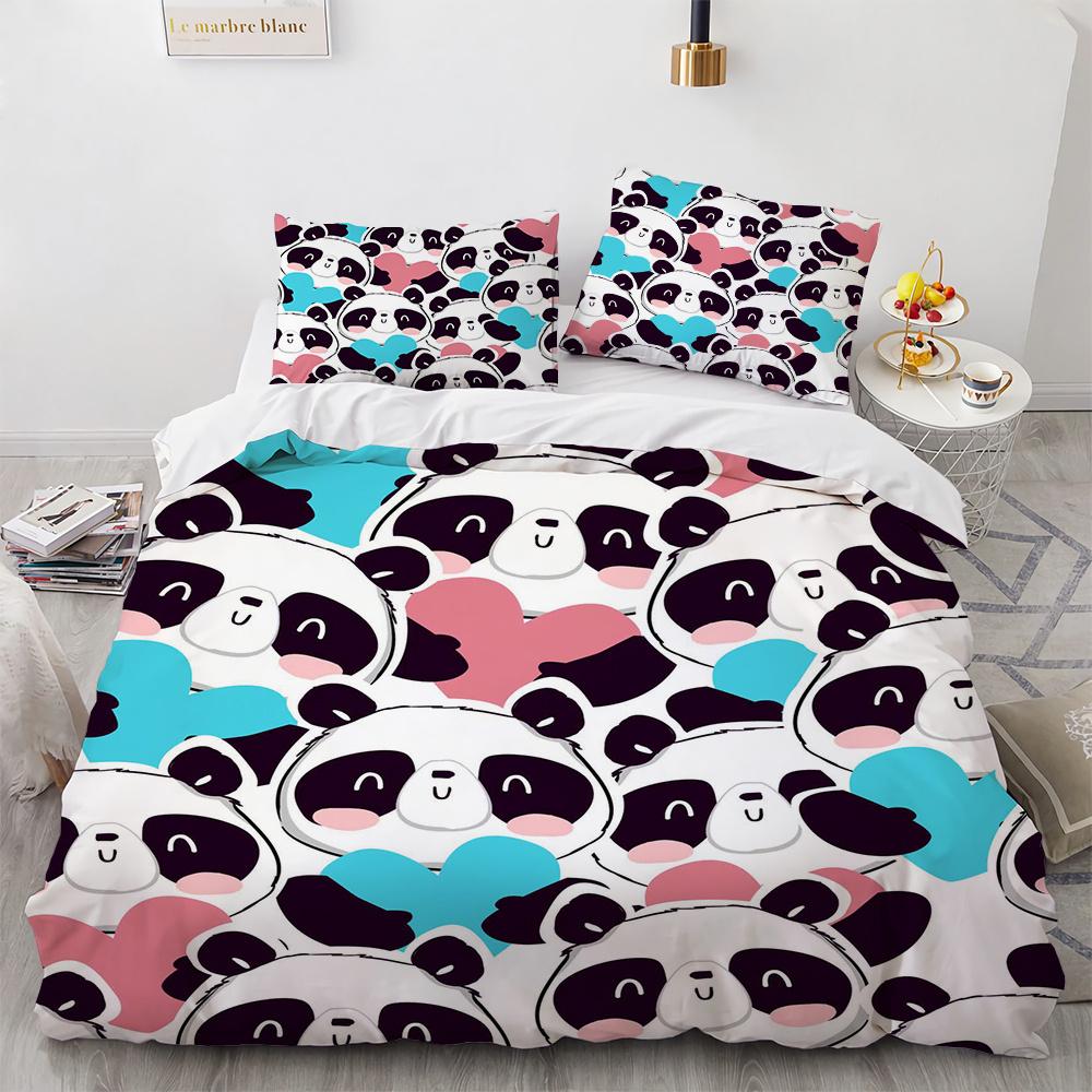 Tecknade Djur Påslakan Set Bi Björnar Kaniner Sött Mönster Täcktäck med Kuddfodral King Queen Full Storlek För Barn Flicka