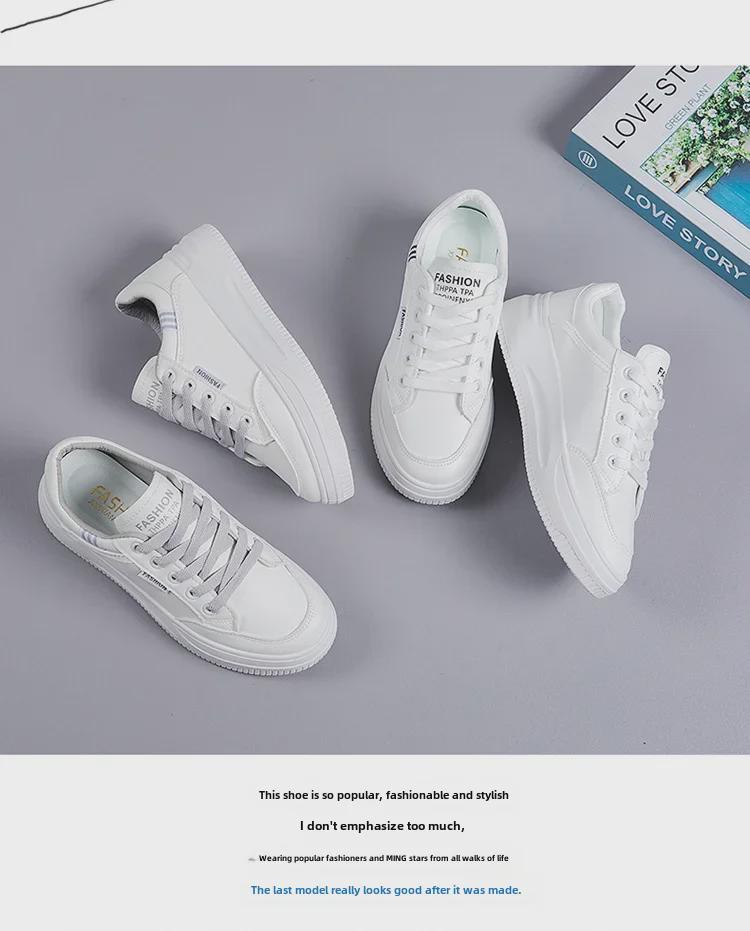 Dames 2025 Lichtgewicht Witte Leren Hoogteverhogende Sportieve Casual Schoenen - Ademend Zachte Dikke Zool voor Lente & Herfst