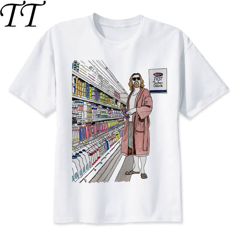 

the big lebowski dude t shirt men cartoon 2019 cool funny white tshirt print T-shirt men Tees M8065 4XL