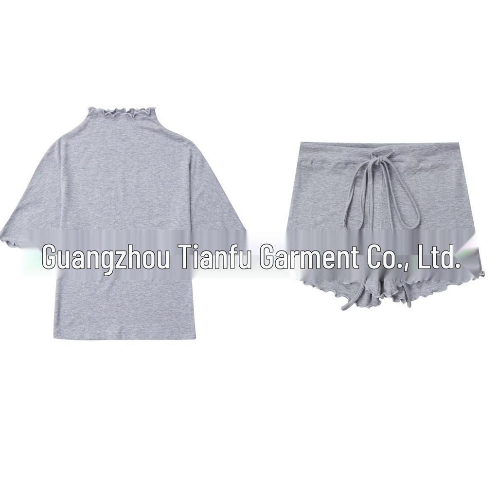 Modal! Summer 2026 Women's Slim-fit High Neck Short Sleeve T-shirt and Shorts Set