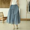 Official Tuxia New Double-layer Cotton and Linen Skirt Literary and Thin Fairy Skirt Solid Color Irregular A-shaped Skirt