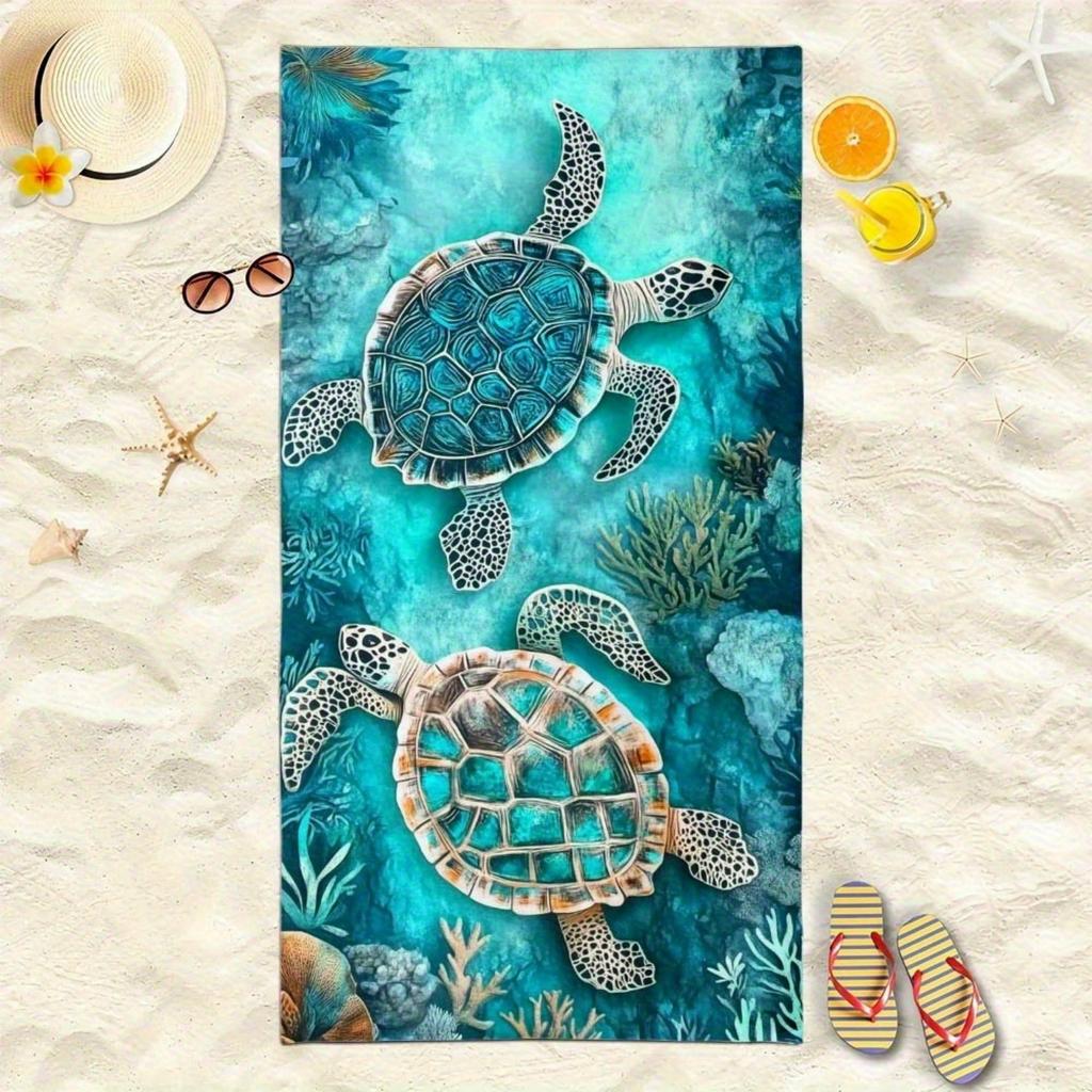 1 pezzo di Asciugamano da spiaggia microfibra Tartaruga marina colorata Asciugamano da spiaggia: Shore Elegante & Assorbente per l'Estate Grande asciugamano per le mani ad asciugatura rapida