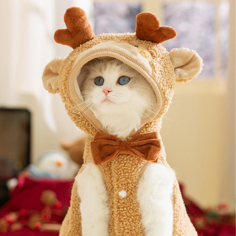 

Осень и зима Хэллоуин Рождество Мультфильм Забавный плащ Одежда для кошек Одежда для собак 2XL коричневый