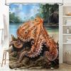 Octopus Print Shower Curtain Waterproof Home Decor Bathroom Decoration 3D Printed Bath Rug Sets for Kids Gift Large Size