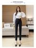 Women's High Waist Black Slimming Cigarette Pants - Professional Commute & Casual Wear