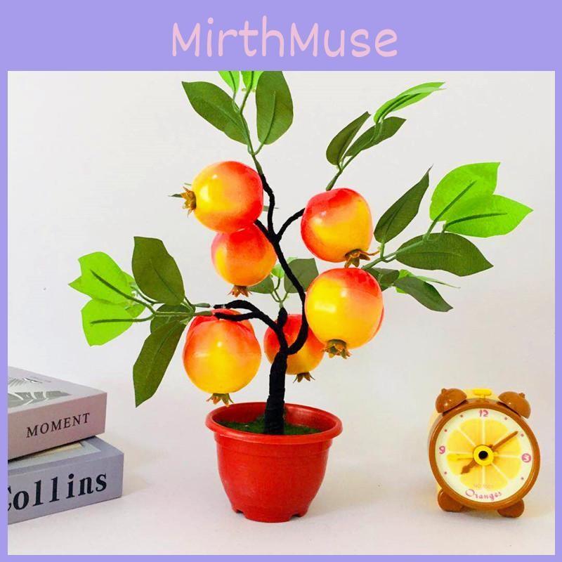 Eight Pomegranate Large Plastic Simulated Fruit Potted Decorations With Pot