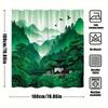 1pc Chinese Garden Shower Curtain - Tiered Pagoda, Misty Mountains & Flying Birds Design, Lush Greenery, Traditional Asian Lands