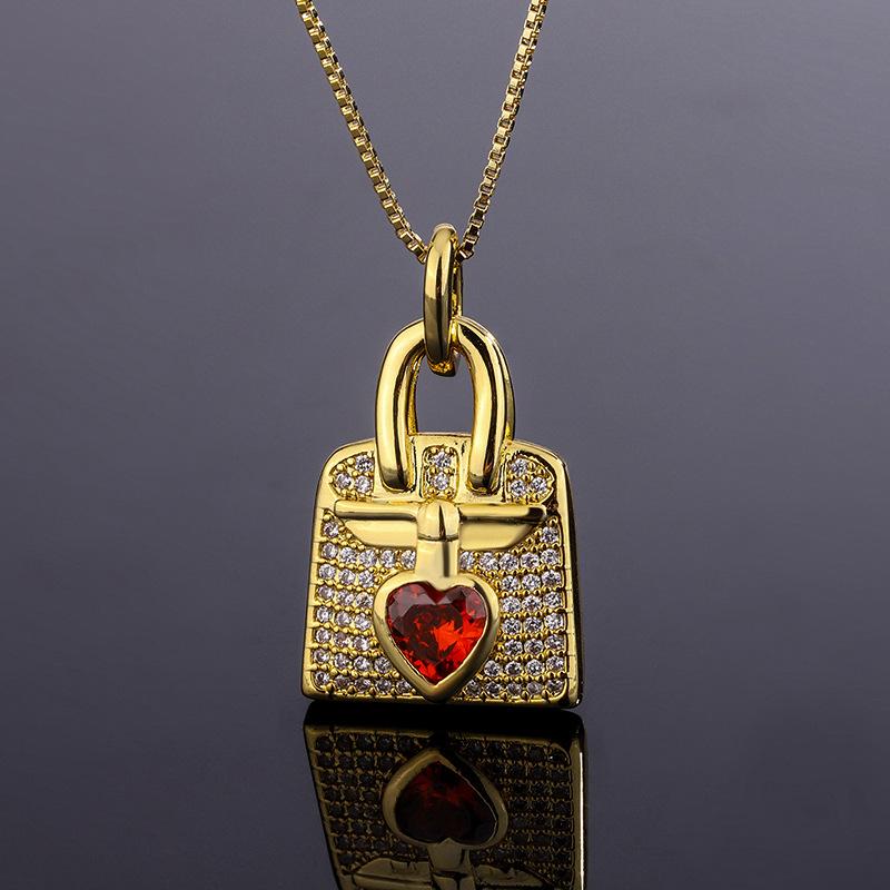 

Ювелирные изделия инкрустированное цирконом ожерелье розовое золото подвеска-сумка женская легкая роскошь высокое качество цепочка для ключицы позолоченная