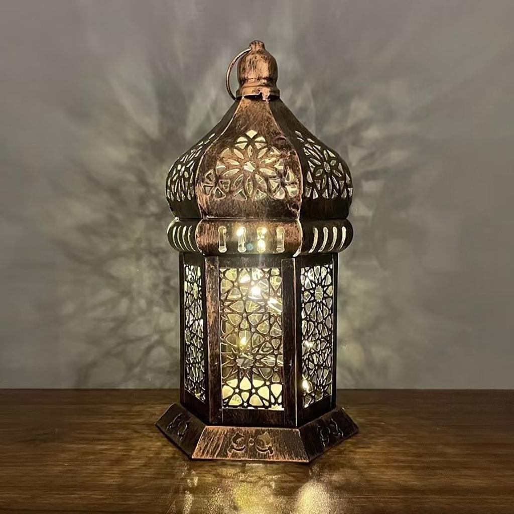 Floor Standing Candle Holder Handmade Iron Moroccan Type Wind Lantern for Ramadan Home Decoration and Celebrations