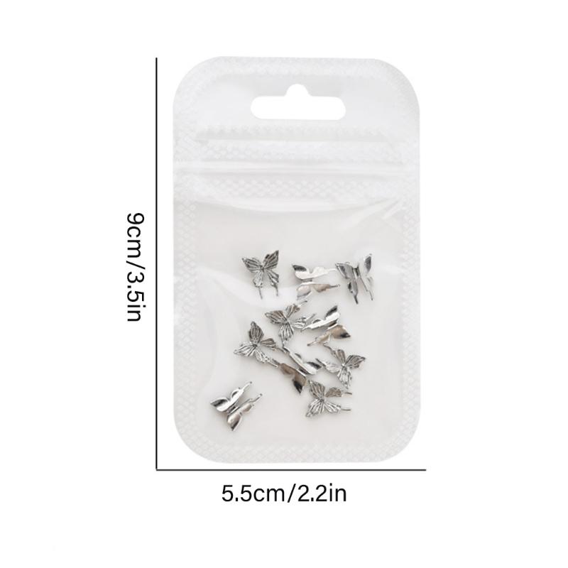 10 Pcs/Set 3D Bows Nails Charms Sparkling Butterfly Nails Charms Alloy Manicure Supplies Nails Art Decorations for Women