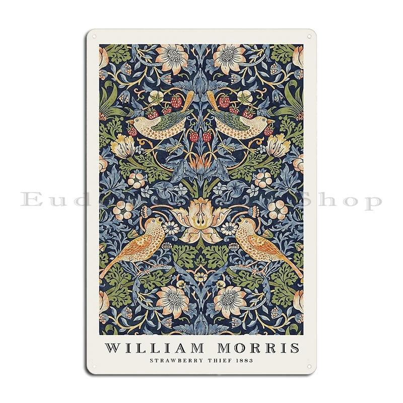 Bird And Pomegranate Exhibition William Morris Strawberry by Zouzounio Art Metal Plaque Rusty Wall Plaque Tin Sign Poster