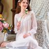 Elegant French Lace Modal Princess Nightgown - Women's Long Sleeve Sleepwear for Spring and Autumn