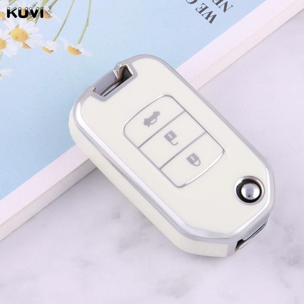 

Tpu Car Folding Flip Key Case Cover Shell For Honda Civic Hrv Crv Xrv Cr-V Crider Odyssey Pilot Fit Accord Protector Accessories