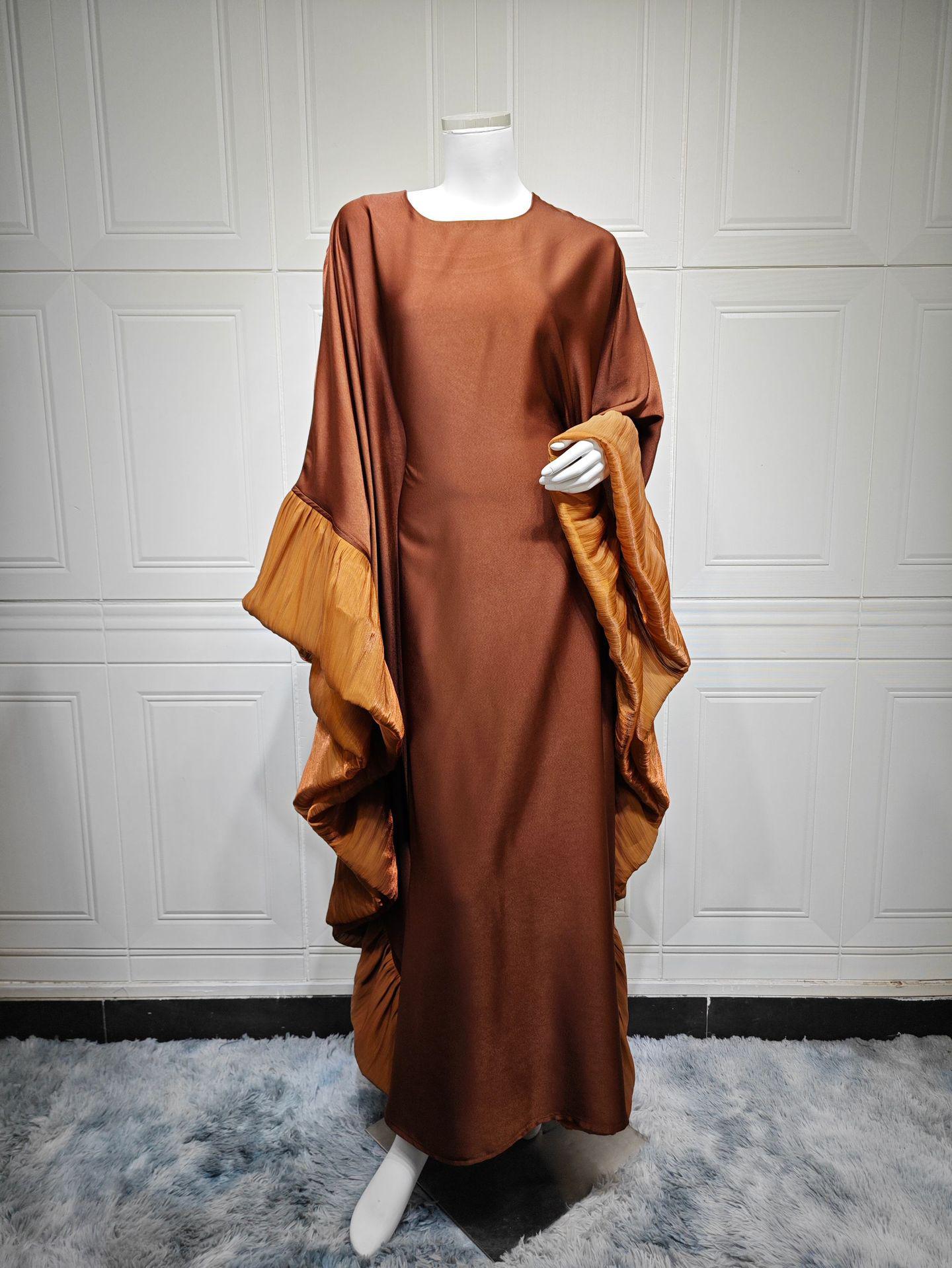 

MQ201 Modest Satin Waist-Cinching Muslim Fashion Robe One Size коричневий