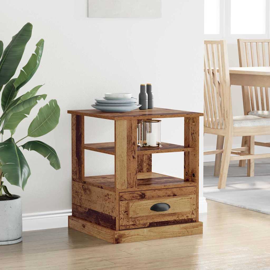 Nightstand with Drawers Reclaimed Wood Look 50 X 50 X 60 Cm Engineered Wood