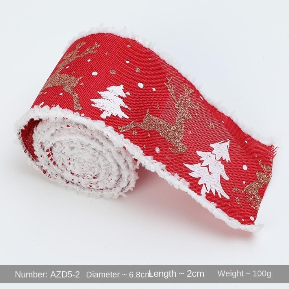 New 2m Christmas Ribbon DIY Xmas Gift Fabric Swirl Ribbon Lmitation Linen Christmas Tree Ribbon Burlap Ribbon