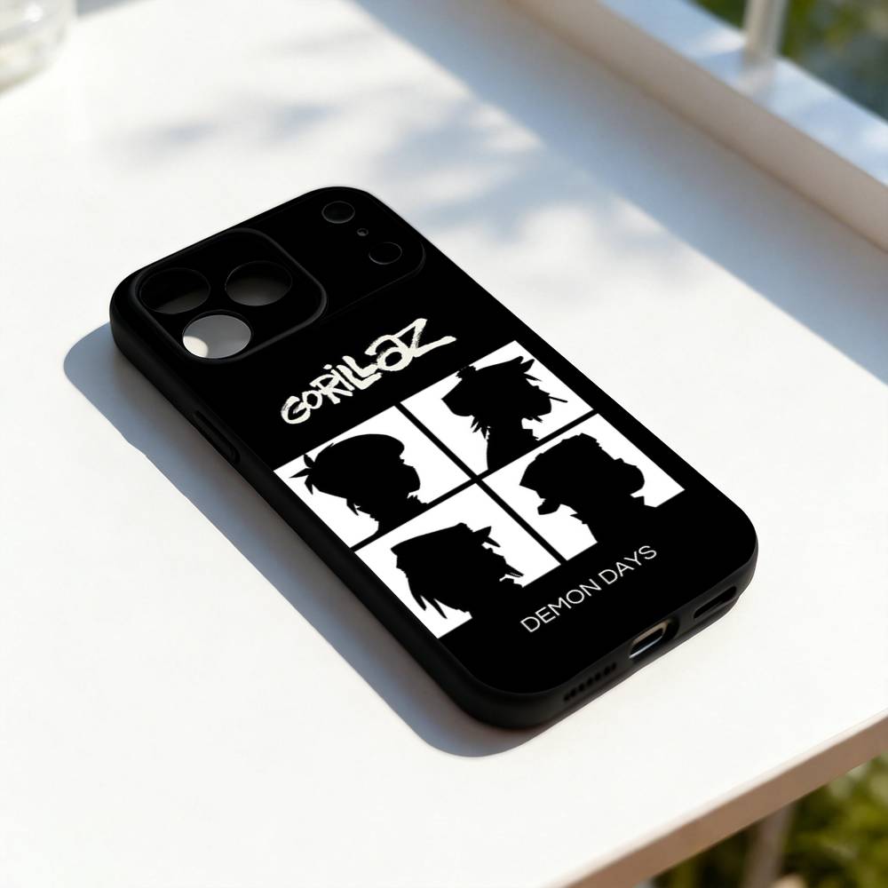 G-Gorillaz Rock Band Cool Phone Case For iPhone 11,12,13,14,15,16,17,Pro,Max,Plus,E,SE4,Air,Mini Black Soft Cover