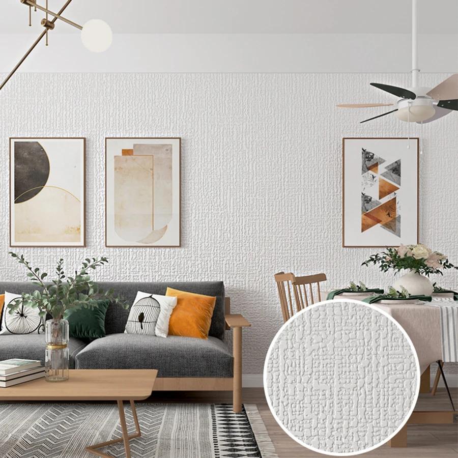 Self-Adhesive Imitation Linen Wallpaper Moisture-Proof Mould-Proof for Living Room Bedroom Renovation Background Wall Decor