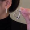 Heart-Shaped Rhinestone Asymmetrical Korean Stud Earrings - Elegant & Versatile Design