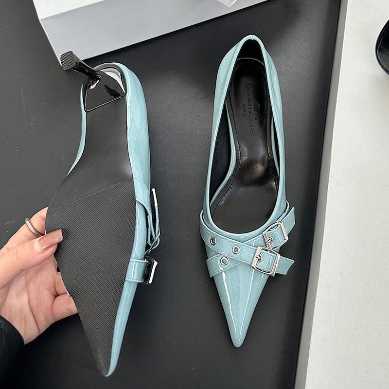 Mode Damen Slipper Schuhe Mode Metall Schnalle Damen High Heels Schuhe Pantoletten Spitzschuh Damen Absatz Pumps Schuhe Neu In 2025