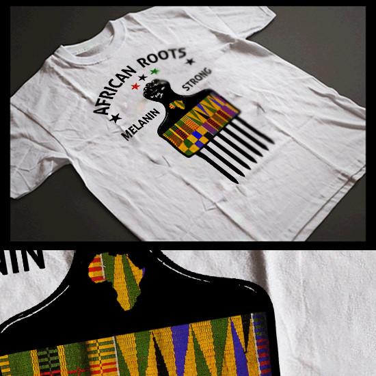 African Roots Melanated  Black History Fela Africa Afrobeat Kente Vibe Unisex T-Shirt L