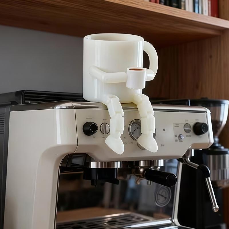 Figurky kávových zrn/šálků s pohyblivými nohami Realistické 3D tiskové Kávové stolní dekorace pro domácí kancelář auto