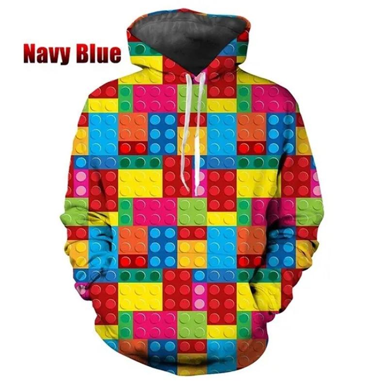 Funny Building Blocks Bricks Toy Graphic Kids Hoodie Pullovers Men Clothing 3D Printing Hoodies Women Fashion Sweatshirts Hoody