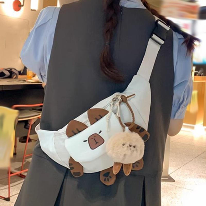 SCIONE Cute Cartoon Capibala Chest Bag 2025 New Large-capacity Fashion Leisure and Versatile Sports Students Lightweight Crossbody Bag