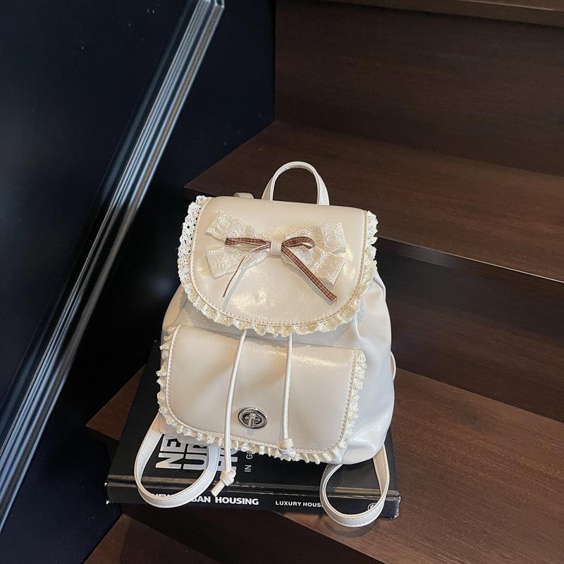 Schoolbag Korean small fresh lace backpack bag women's 1011 new light luxury niche high-end travel commuting small schoolbag