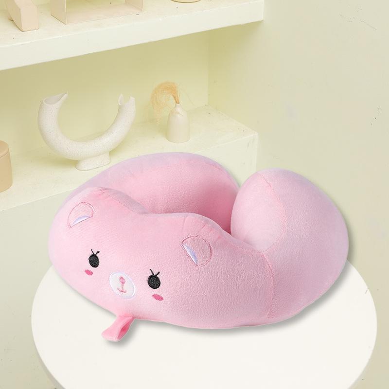 Cute Cartoon Neck Pillow for Travel - U-Shaped Cervical Support for Airplane & Train Nap