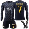 Kids Sports Gear Real Madrid Ronaldo Football Jersey Set Black Short Sleeve Training Uniform