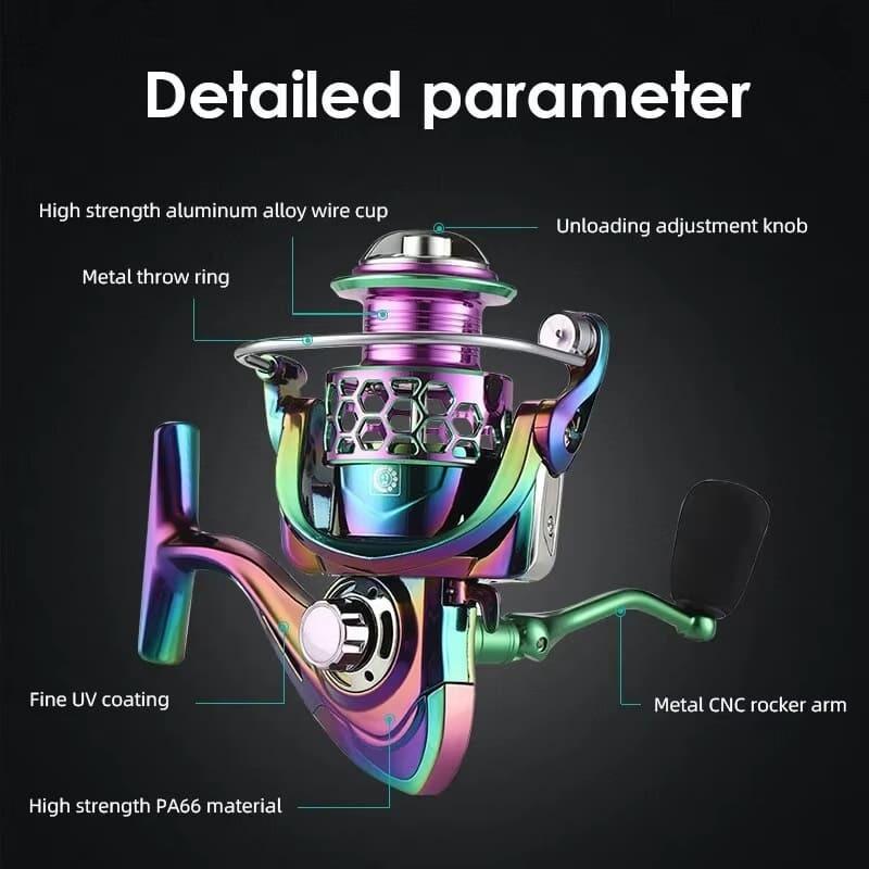 New Colored Metal Electroplated Spinning Reel Ultra-light Maximum Resistance 12 Kg Sea Fishing Spinning Reel Suitable for Seawater and Freshwater