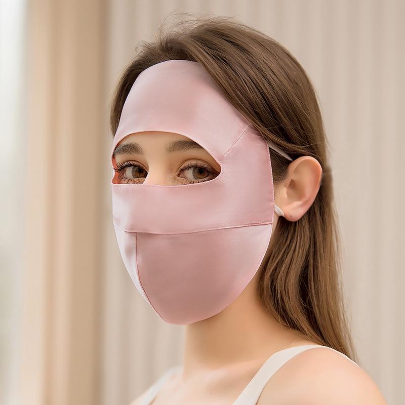 Breathable Mulberry Silk Full Face & Neck UV Protection Mask for Women - Summer Cycling Veil
