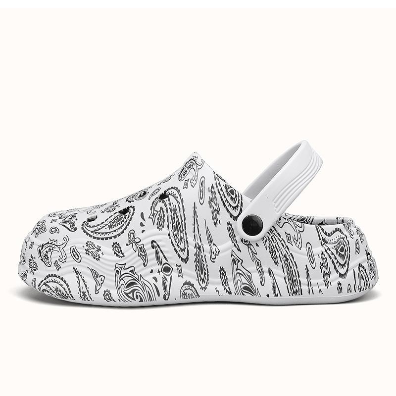 

2024 new hole shoes men s summer wear hollow breathable bag head slippers large size dual-purpose beach sandals 40 белый