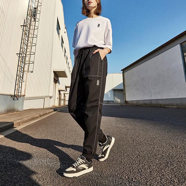 Anta Lightweight Series Letter Print Mid-Rise Straight-Leg Joggers Unisex Bottoms Black 152321520-3