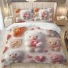 Lifesmells 2/3 st Bedårande Nallebjörn Hjärtmönster Påslakan Set Nallebjörn Hjärta Sängöverdrag Set Mysigt och Charmigt Sängkläder Set