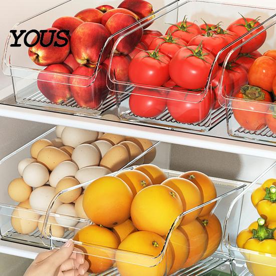 Kitchen Fridge Storage Solution Refrigerator Box, Large Opening Design Transparent Bin, Box Food-Grade Crisper for Cabinet Pantry Organization Rack